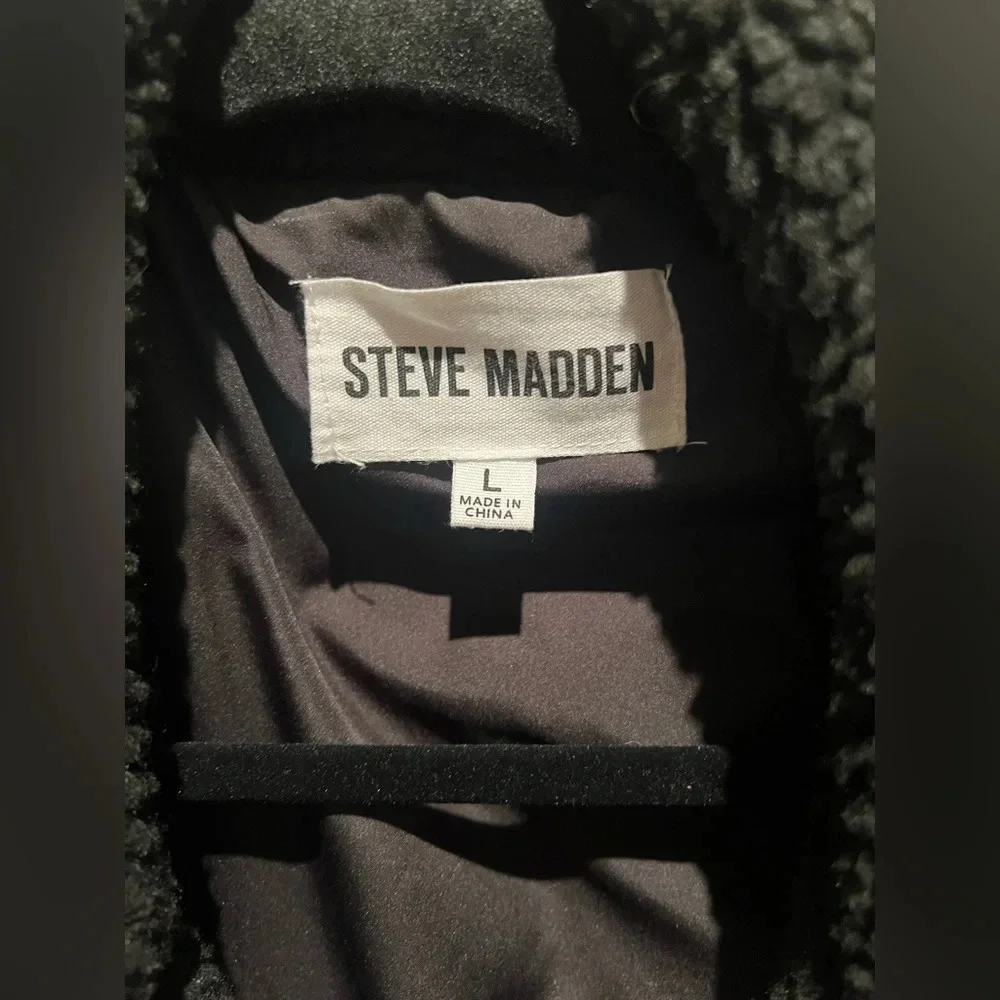 Steve Madden Faux Fur Black Puffer Jacket - Picture 6 of 7